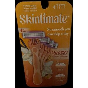 Skintimate Vanilla Sugar 4-Blade Disposable Razors, 4 CT NIB NEW